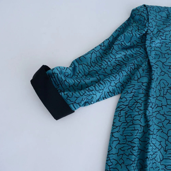 Vintage 90'S Nu-Mode Petites Teal Pleated Drop Waist Midi Dress Size 9/10 - Picture 7 of 12